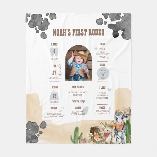 First Rodeo Wild West Photo Milestone  Fleecedecke (Vorderseite)