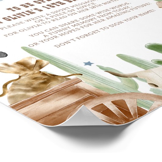 First Rodeo Wild West Rustic Time Capsule Sign Poster (Ecke)