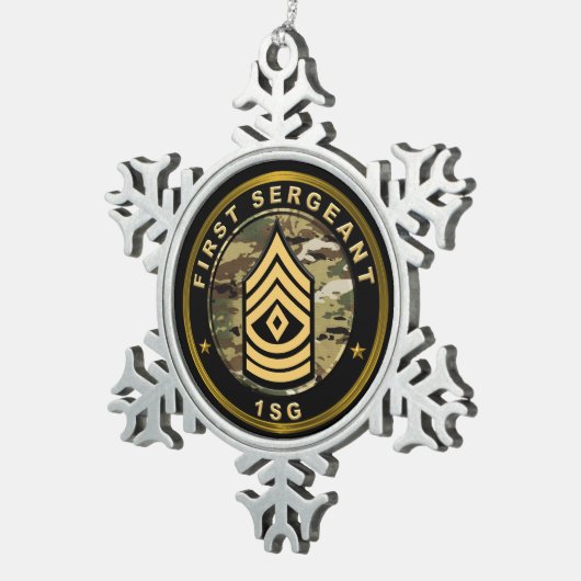 First Sergeant 1SG Schneeflocken Zinn-Ornament (Rechts)