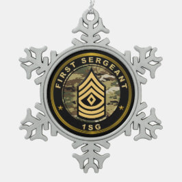 First Sergeant 1SG Schneeflocken Zinn-Ornament