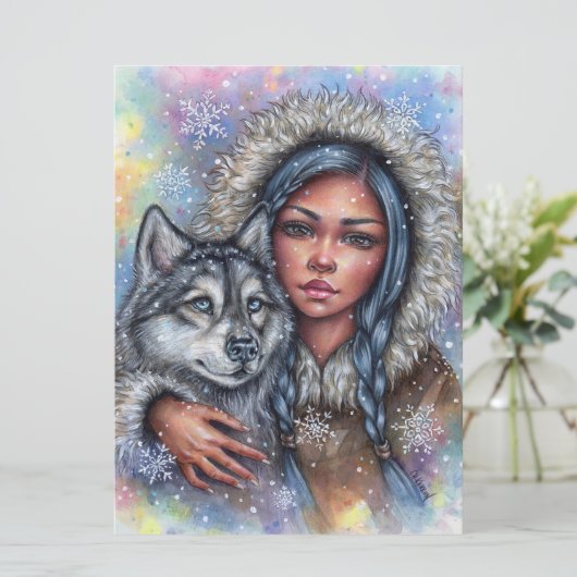 First Snow Art Card Husky Bester Freund (Stehend Vorderseite)