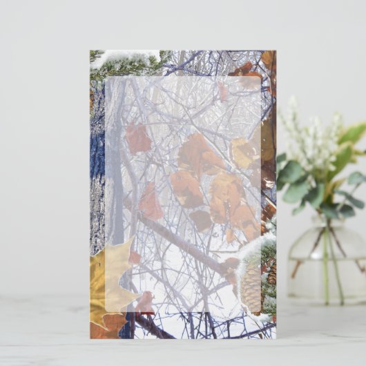 First Snow Winter Tarnung Style Briefpapier (Stehend Vorderseite)