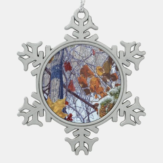 First Snow Winter Tarnung Style Schneeflocken Zinn-Ornament (Vorderseite)