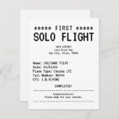 First Solo Flight Congratulations Flat Card (Vorne/Hinten)