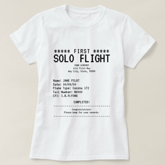 First Solo Flight T-Shirt (Design vorne)