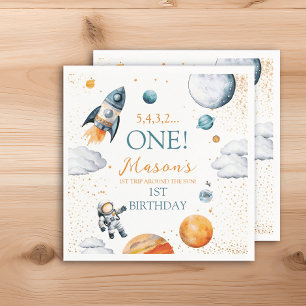 First Space Adventure Boy Birthday Napkins Serviette
