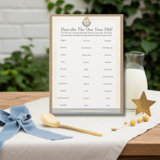 First Space Birthday Describe One year Old Game   Feiertagskarte