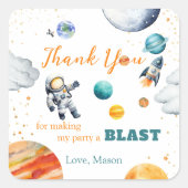 First Space Expedition Geburtstag Vielen Dank Quadratischer Aufkleber (Vorderseite)