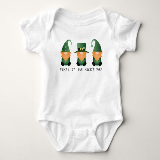 First St Patricks Day Gnomes Green Orange Baby Strampler (Vorderseite)