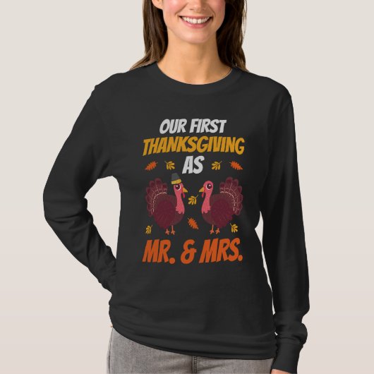 First Thanksgiving As Mr and Mrs Thanksgiving Fam T-Shirt (Vorderseite)