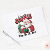 First The Coffee Then Ho Ho's Santa Quadratischer Aufkleber (Umschlag)