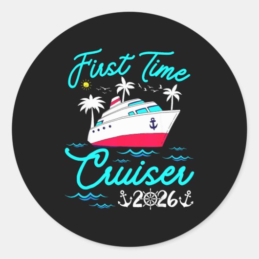 First Time Cruiser 2026 1st Cruise Vacation Family Runder Aufkleber (Vorderseite)