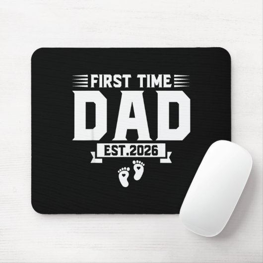 First Time Dad 2026 Dad Promoted To Dad Est 2026 N Mousepad (Mit Mouse)
