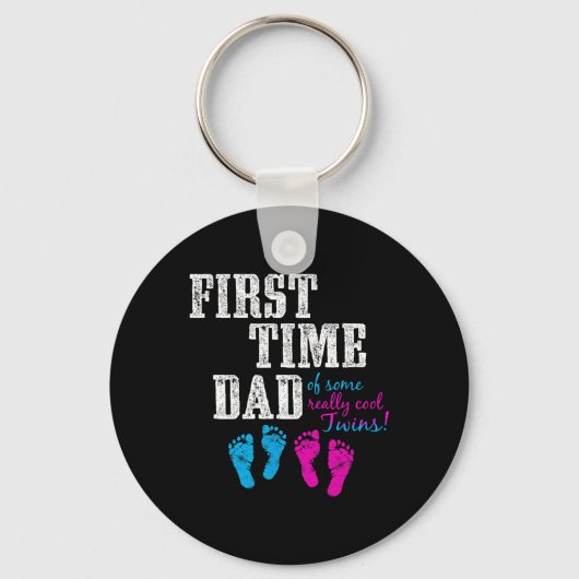 First Time Dad, Daddy Of Bg Twins, Father's Day Gi Schlüsselanhänger (Vorderseite)