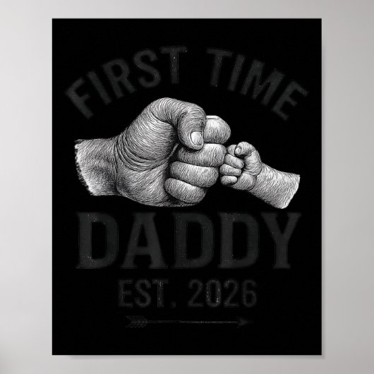 First Time Daddy Est 2026 Fist Bump New Dad Father Poster (Vorne)