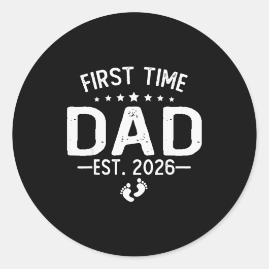 First Time Daddy New Dad Est 2026 Shirt Fathers Da Runder Aufkleber (Vorderseite)