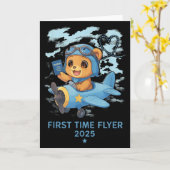 First Time Flyer 2025 Teddy Bear Aviator Kids Todd Karte (Gelbe Blume)