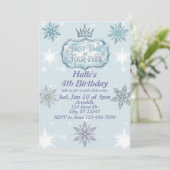 First Time Four-Ever Snowflake Birthday Invitation Einladung (Stehend Vorderseite)