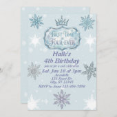 First Time Four-Ever Snowflake Birthday Invitation Einladung (Vorne/Hinten)