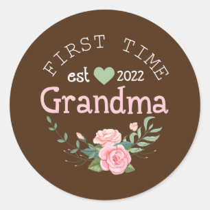 First Time Grandma Est 2022 Promoted To New Runder Aufkleber
