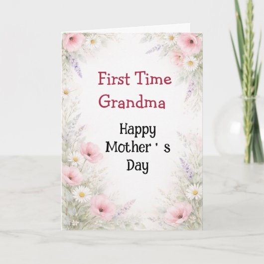 First Time Grandma Mothers Day Elegant Floral Karte (Vorderseite)