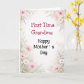 First Time Grandma Mothers Day Elegant Floral Karte (Gelbe Blume)