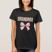 First Time Grandma Pink Ribbon Bow Nana T-Shirt (Vorderseite)