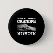 First Time Grandpa New Dad Est 2026 Shirt Fathers  Button (Vorderseite)