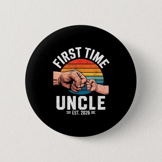 First Time Uncle Est 2026 Baby Announcement Great  Button (Vorderseite)