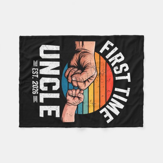First Time Uncle Est 2026 Baby Announcement Great Fleecedecke (Vorderseite (Horizontal))