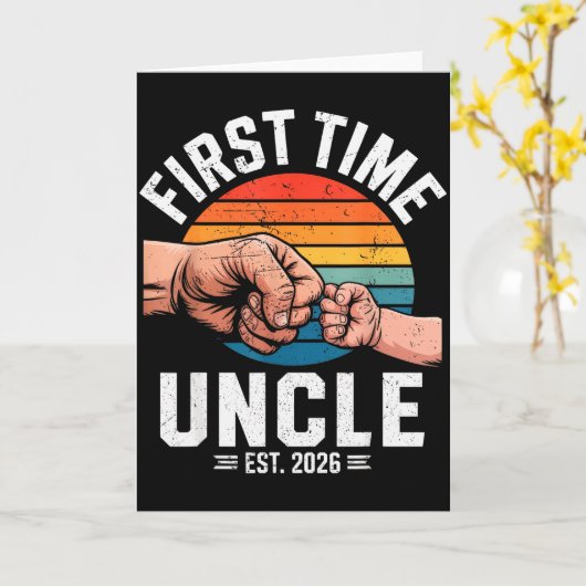 First Time Uncle Est 2026 Baby Announcement Great Karte (Gelbe Blume)