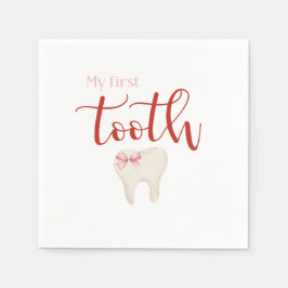 First Tooth - Agra Hadig Minimalistisch Pink Serviette