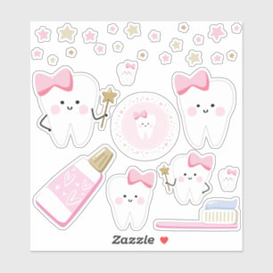First Tooth Baby Girl Scrapbook oder Party Decke Aufkleber