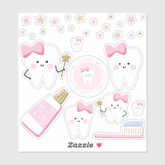 First Tooth Baby Girl Scrapbook oder Party Decke Aufkleber (Blatt)