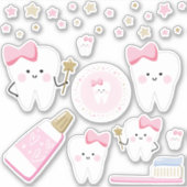 First Tooth Baby Girl Scrapbook oder Party Decke Aufkleber (Vorderseite)