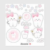 First Tooth Baby Girl Scrapbook oder Party Sticker (Blatt)