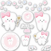 First Tooth Baby Girl Scrapbook oder Party Sticker (Vorderseite)