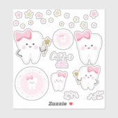 First Tooth Baby Girl Scrapbook oder Party Sticker (Blatt)