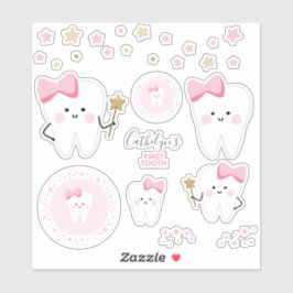 First Tooth Baby Girl Scrapbook oder Party Sticker