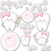 First Tooth Baby Girl Scrapbook oder Party Sticker (Vorderseite)