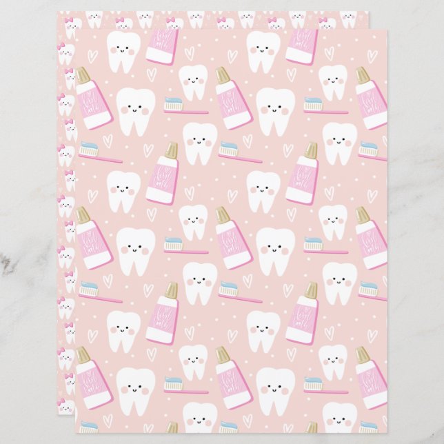 First Tooth Baby Girl Scrapbooking (Vorne/Hinten)