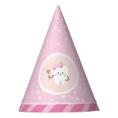 First Tooth Baby Pink Girl Party Hat Partyhütchen (Vorderseite)