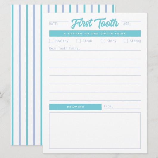 First Tooth Letter Feiertagskarte (Vorne/Hinten)