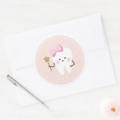 First Tooth Party Girly Pink Dekorationsticker Runder Aufkleber (Umschlag)