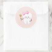 First Tooth Party Girly Pink Dekorationsticker Runder Aufkleber (Tasche)