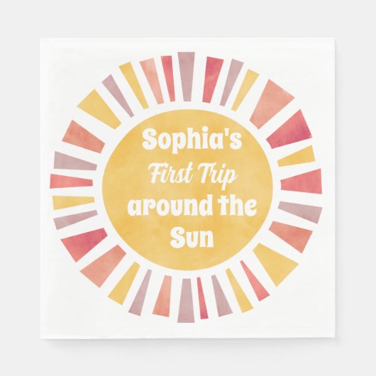 First Trip Around Sun Ballon For Girl Serviette (Vorderseite)