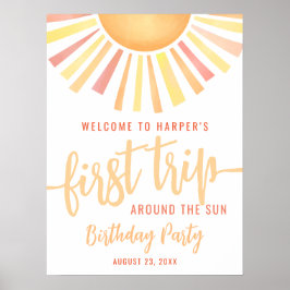 First Trip Around The Sun 1st Birthday Welcome Poster