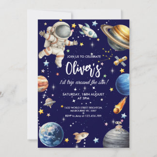 First Trip Around the Sun Astronaut Birthday Einladung