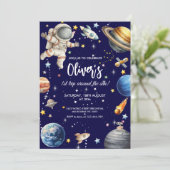 First Trip Around the Sun Astronaut Birthday Einladung (Stehend Vorderseite)