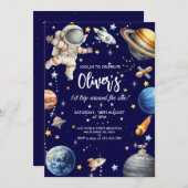 First Trip Around the Sun Astronaut Birthday Einladung (Vorne/Hinten)